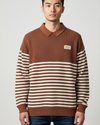 Retro Stripe Knit Polo jersey Shirt